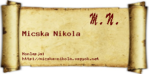 Micska Nikola névjegykártya